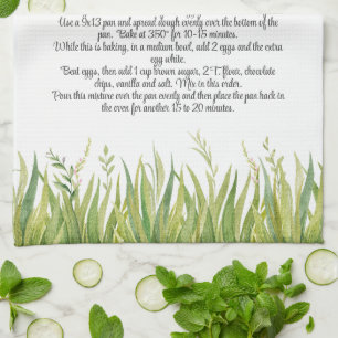 Keepsake Recipe Template Gift Greenery Tea Towel