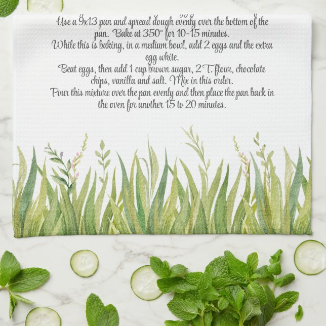 Keepsake Recipe Template Gift Greenery Tea Towel (Folded)
