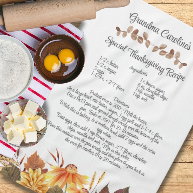 Keepsake Recipe Thanksgiving Fall Autumn Gift Tea Towel (Keepsake Recipe Thanksgiving Fall Autumn Gift Kitchen Towel)