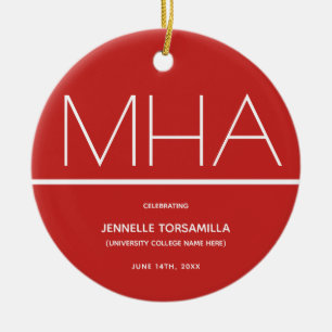 Keepsake Red MHA degree Graduation Ceramic Ornament