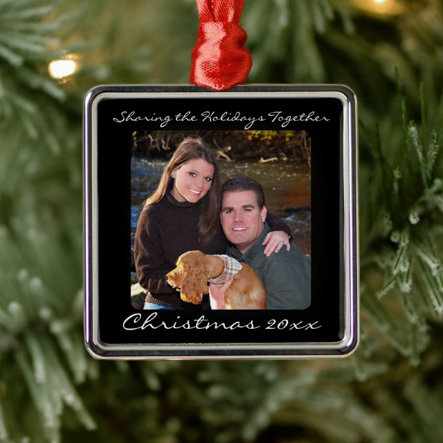 Keepsake Silver Photo Christmas Ornament w/Message (Tree)