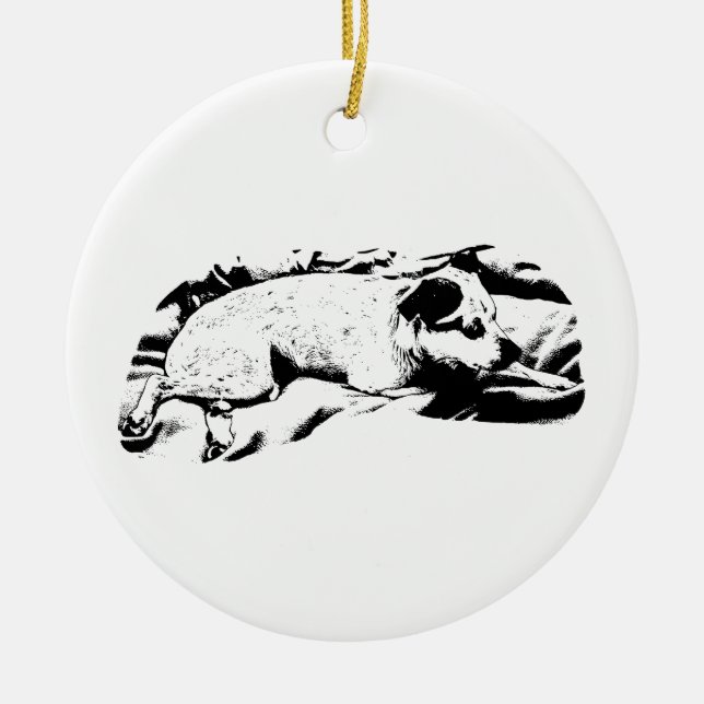 Keepsake Terrier, Resting and Ready Ceramic Ornament (Front)
