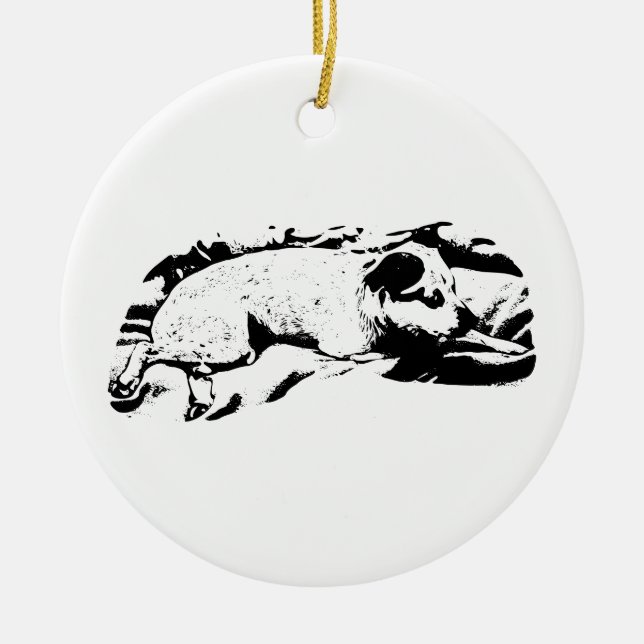 Keepsake Terrier, Resting and Ready Ceramic Ornament (Front)
