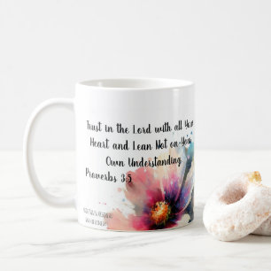 KEEPSAKE Trust In The Lord Pink Floral Typography Coffee Mug