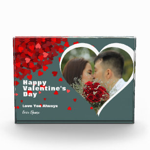 Keepsake Valentine Red Hearts with Your Photo Block
