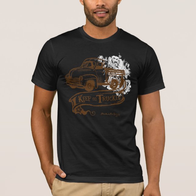 Keeptruckin'-withflowers-brown T-Shirt (Front)