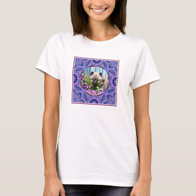 Kees Puppy Purple Tulips T shirt (Front)