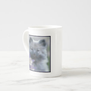 Keeshond and Columbine  - Dog Photograph Bone China Mug