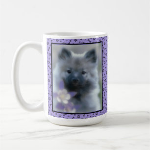 Keeshond and Columbine  - Dog Photograph Coffee Mug