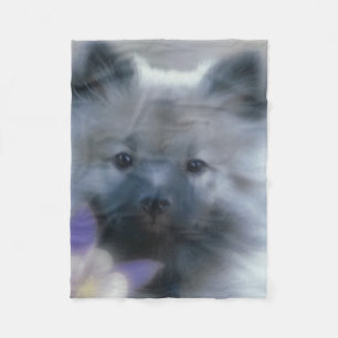 Keeshond and Columbine  - Dog Photograph Fleece Blanket