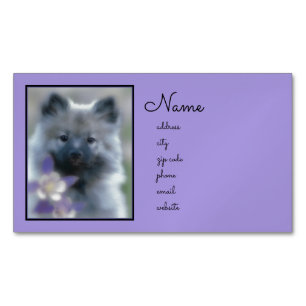 Keeshond and Columbine - Dog Photograph Magnetic Business Card