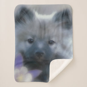Keeshond and Columbine  - Dog Photograph Sherpa Blanket