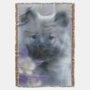 Keeshond and Columbine  - Dog Photograph Throw Blanket