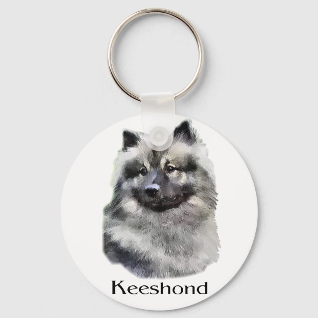Keeshond Art Gifts Key Ring (Front)