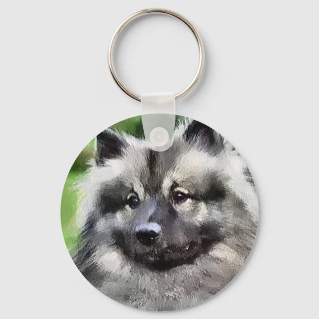 Keeshond Art Gifts Key Ring (Front)