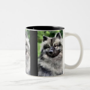Keeshond Art Gifts Two-Tone Coffee Mug
