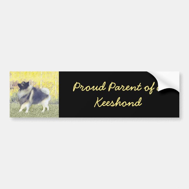 Keeshond Aspen Painting - Cute Original Dog Art Bumper Sticker (Front)