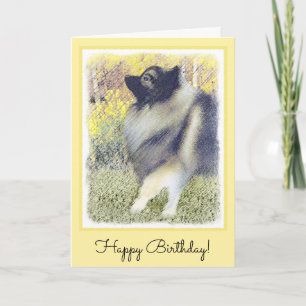 Keeshond Aspen Painting - Cute Original Dog Art Card