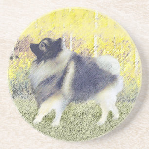 Keeshond Aspen Painting - Cute Original Dog Art Coaster