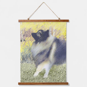 Keeshond Aspen Painting - Cute Original Dog Art Hanging Tapestry