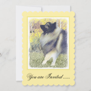 Keeshond Aspen Painting - Cute Original Dog Art Invitation