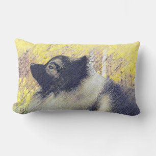 Keeshond Aspen Painting - Cute Original Dog Art Lumbar Cushion