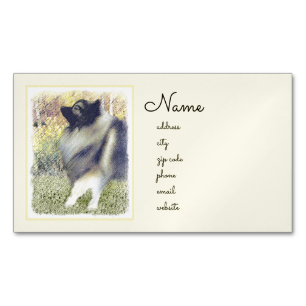 Keeshond Aspen Painting - Cute Original Dog Art Magnetic Business Card