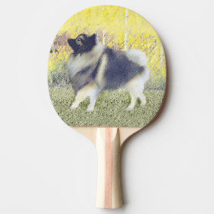 Keeshond Aspen Painting - Cute Original Dog Art Ping Pong Paddle