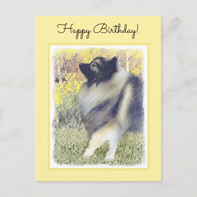 Keeshond Aspen Painting - Cute Original Dog Art Postcard (Front)