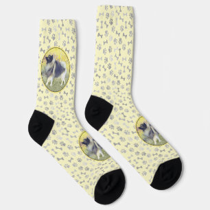 Keeshond Aspen Painting - Cute Original Dog Art Socks
