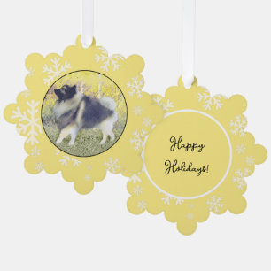 Keeshond Aspen Painting - Cute Original Dog Art Tree Decoration Card