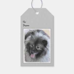 Keeshond Bailey Painting - Cute Original Dog Art Gift Tags