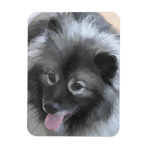 Keeshond Bailey Painting - Cute Original Dog Art Magnet
