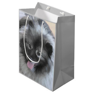 Keeshond Bailey Painting - Cute Original Dog Art Medium Gift Bag