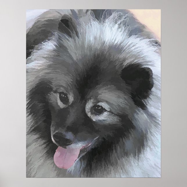 Keeshond Bailey Painting - Cute Original Dog Art Poster (Front)