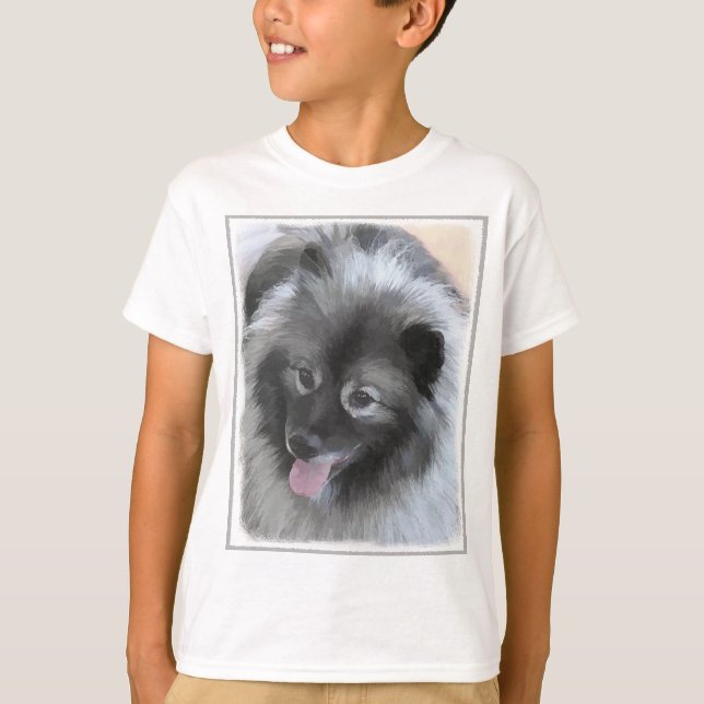 Keeshond Bailey Painting - Cute Original Dog Art T-Shirt (Front)