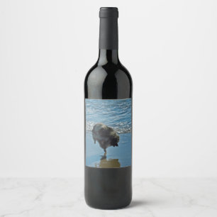 Keeshond Ballet Photograph - Cute Original Dog Art Wine Label