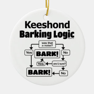 Keeshond Barking Logic Ceramic Ornament