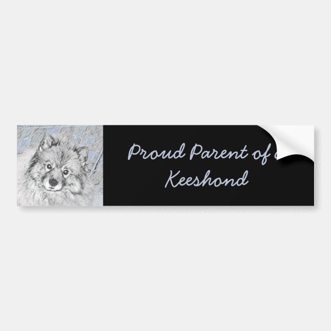 Keeshond Beth Painting - Cute Original Dog Art Bumper Sticker (Front)