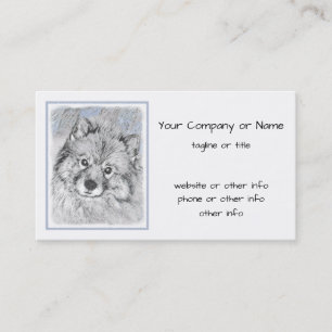 Keeshond Beth Painting - Cute Original Dog Art Business Card