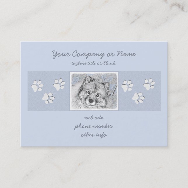 Keeshond Beth Painting - Cute Original Dog Art Business Card (Front)