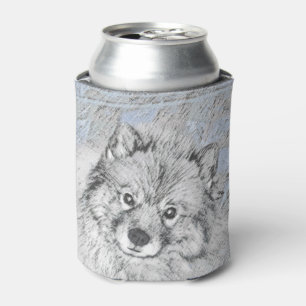 Keeshond Beth Painting - Cute Original Dog Art Can Cooler