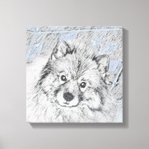 Keeshond Beth Painting - Cute Original Dog Art Canvas Print