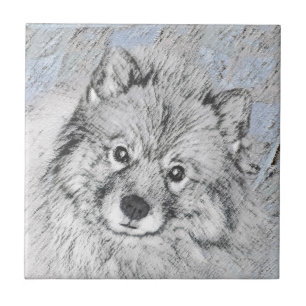 Keeshond Beth Painting - Cute Original Dog Art Ceramic Tile