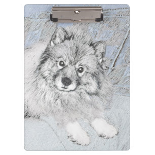 Keeshond Beth Painting - Cute Original Dog Art Clipboard