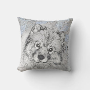 Keeshond Beth Painting - Cute Original Dog Art Cushion