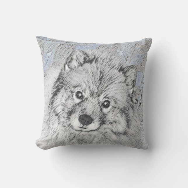 Keeshond Beth Painting - Cute Original Dog Art Cushion (Front)