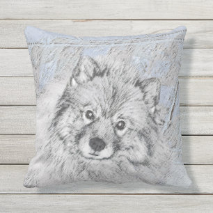 Keeshond Beth Painting - Cute Original Dog Art Cushion