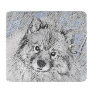Keeshond Beth Painting - Cute Original Dog Art Cutting Board