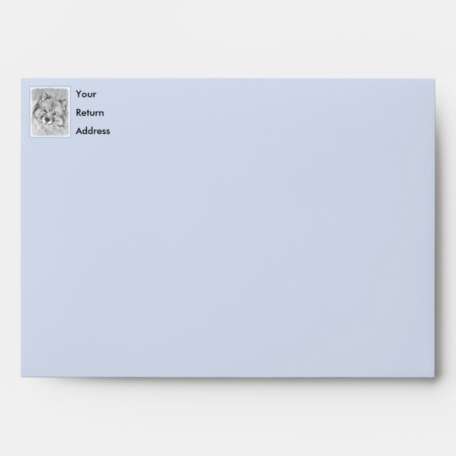 Keeshond Beth Painting - Cute Original Dog Art Envelope (Front)